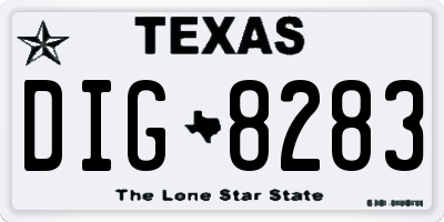 TX license plate DIG8283