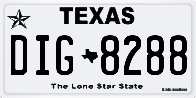 TX license plate DIG8288
