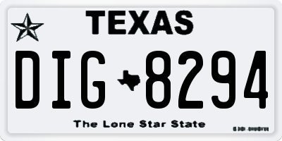 TX license plate DIG8294