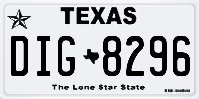 TX license plate DIG8296