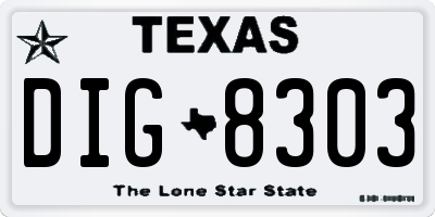 TX license plate DIG8303