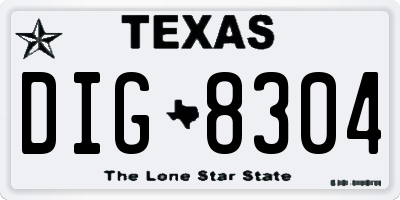 TX license plate DIG8304