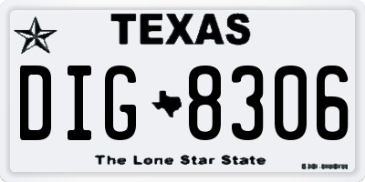 TX license plate DIG8306