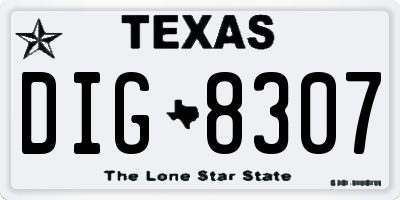TX license plate DIG8307