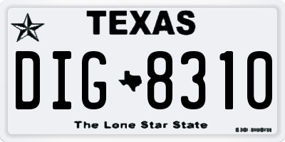 TX license plate DIG8310