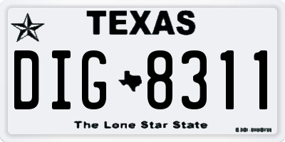 TX license plate DIG8311