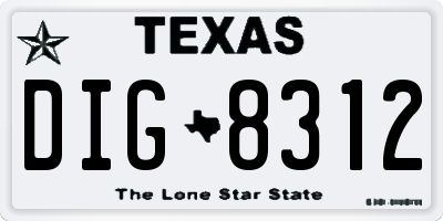 TX license plate DIG8312
