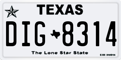TX license plate DIG8314
