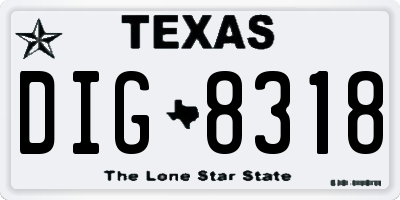 TX license plate DIG8318