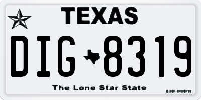 TX license plate DIG8319