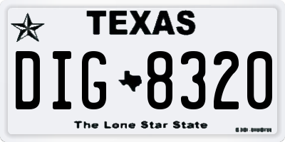 TX license plate DIG8320