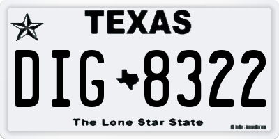 TX license plate DIG8322