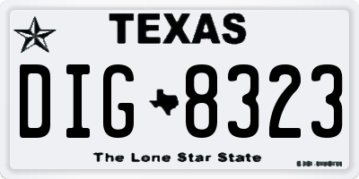 TX license plate DIG8323