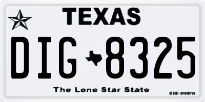 TX license plate DIG8325