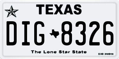 TX license plate DIG8326