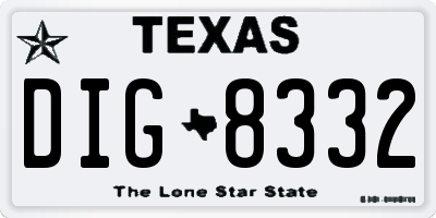 TX license plate DIG8332
