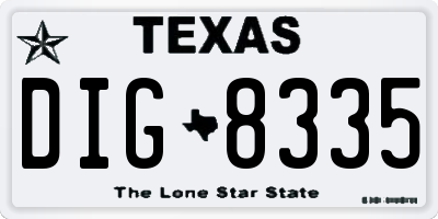 TX license plate DIG8335