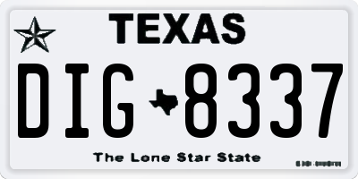 TX license plate DIG8337