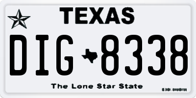TX license plate DIG8338