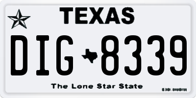 TX license plate DIG8339