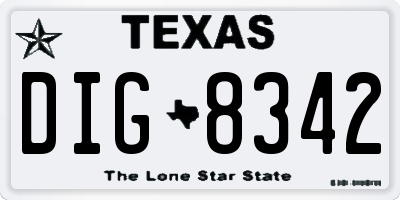 TX license plate DIG8342