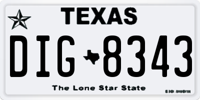 TX license plate DIG8343