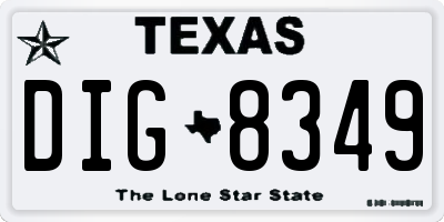 TX license plate DIG8349