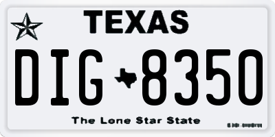 TX license plate DIG8350