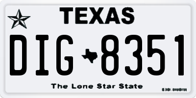 TX license plate DIG8351