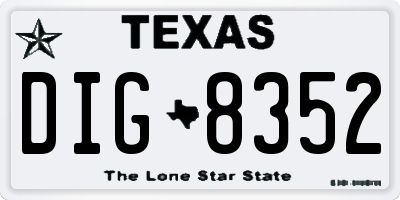 TX license plate DIG8352