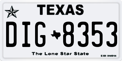 TX license plate DIG8353