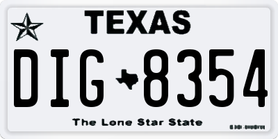 TX license plate DIG8354