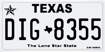 TX license plate DIG8355