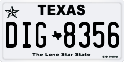 TX license plate DIG8356