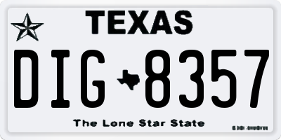 TX license plate DIG8357