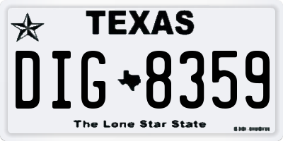 TX license plate DIG8359