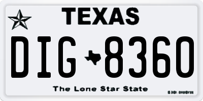 TX license plate DIG8360