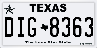 TX license plate DIG8363