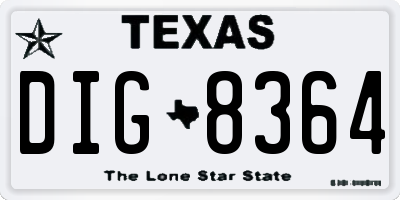 TX license plate DIG8364