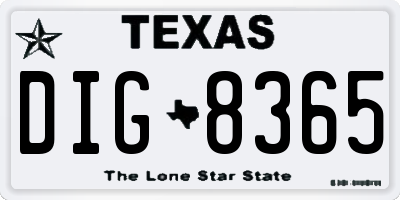 TX license plate DIG8365