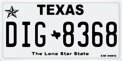 TX license plate DIG8368