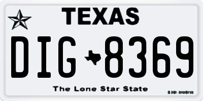 TX license plate DIG8369