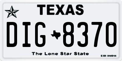 TX license plate DIG8370