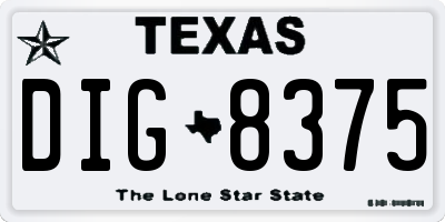 TX license plate DIG8375