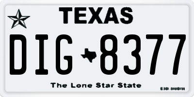 TX license plate DIG8377