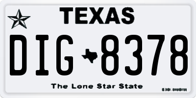 TX license plate DIG8378