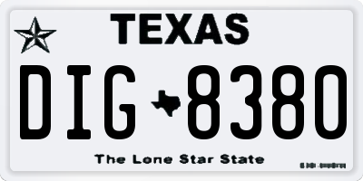 TX license plate DIG8380