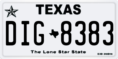 TX license plate DIG8383