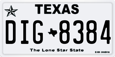 TX license plate DIG8384