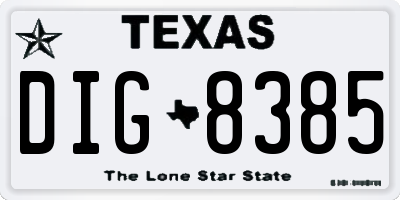 TX license plate DIG8385